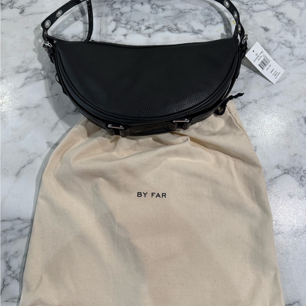 BY FAR Black Leather Shoulder Bag